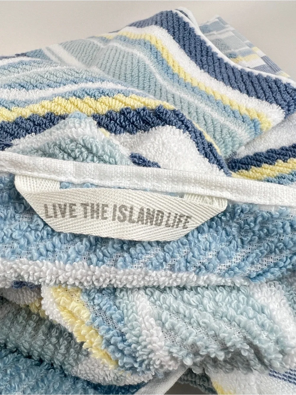 Tommy Bahama Bath Towels Ocean Bay Stripe Blue Yellow White Soft Cotton 2 Pc NEW